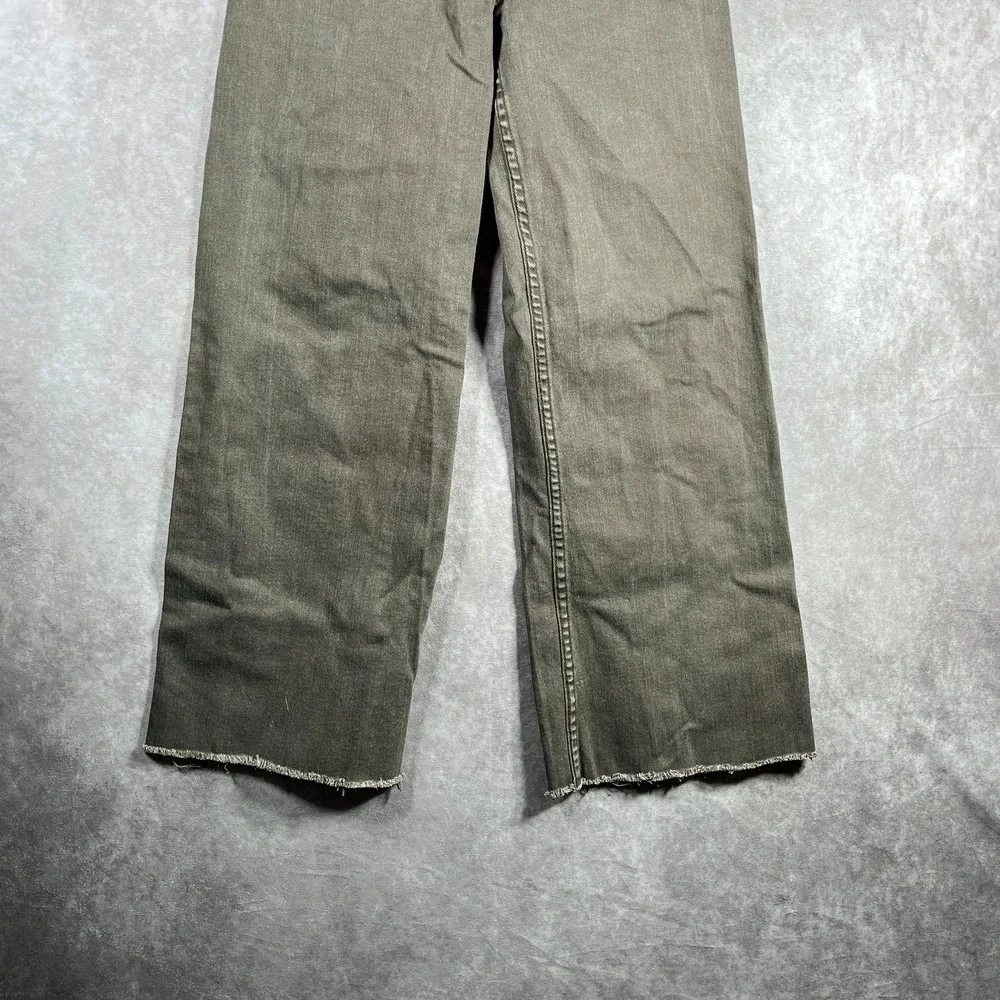 Miou Muse‎ Jeans Womens Medium Brown Denim Wide Leg Frayed Hem High Rise Stretch